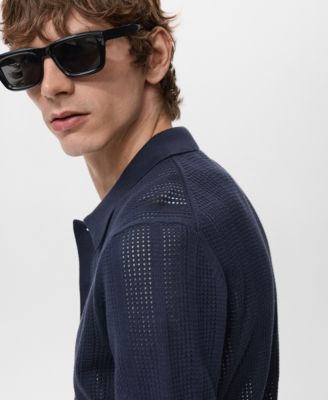 Men's Striped Openwork Knitted Shirt