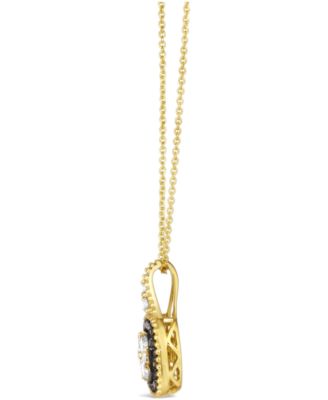 Chocolate Diamond (.15 ct. t.w.) and Nude Diamond (.43 ct. t.w.) Square Pendant Necklace in 14K Honey Gold