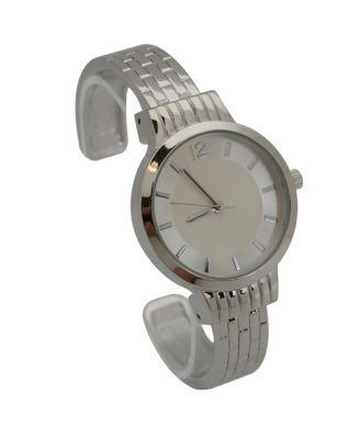 Silver Textured Bangle Watch