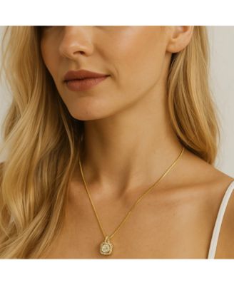 Elena Halo Pendant Necklace Gold & White Gold Plated