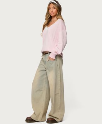 Women's Marie Contrast Lacey V Neck Sweater