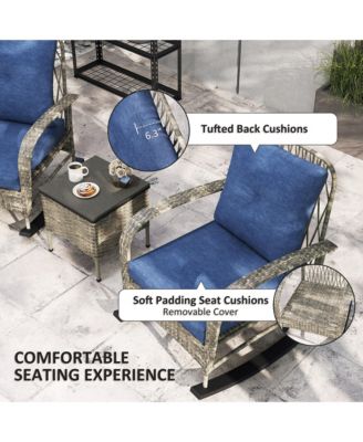Patio Furniture Set, Rocking Chairs w/ Table, Cushion