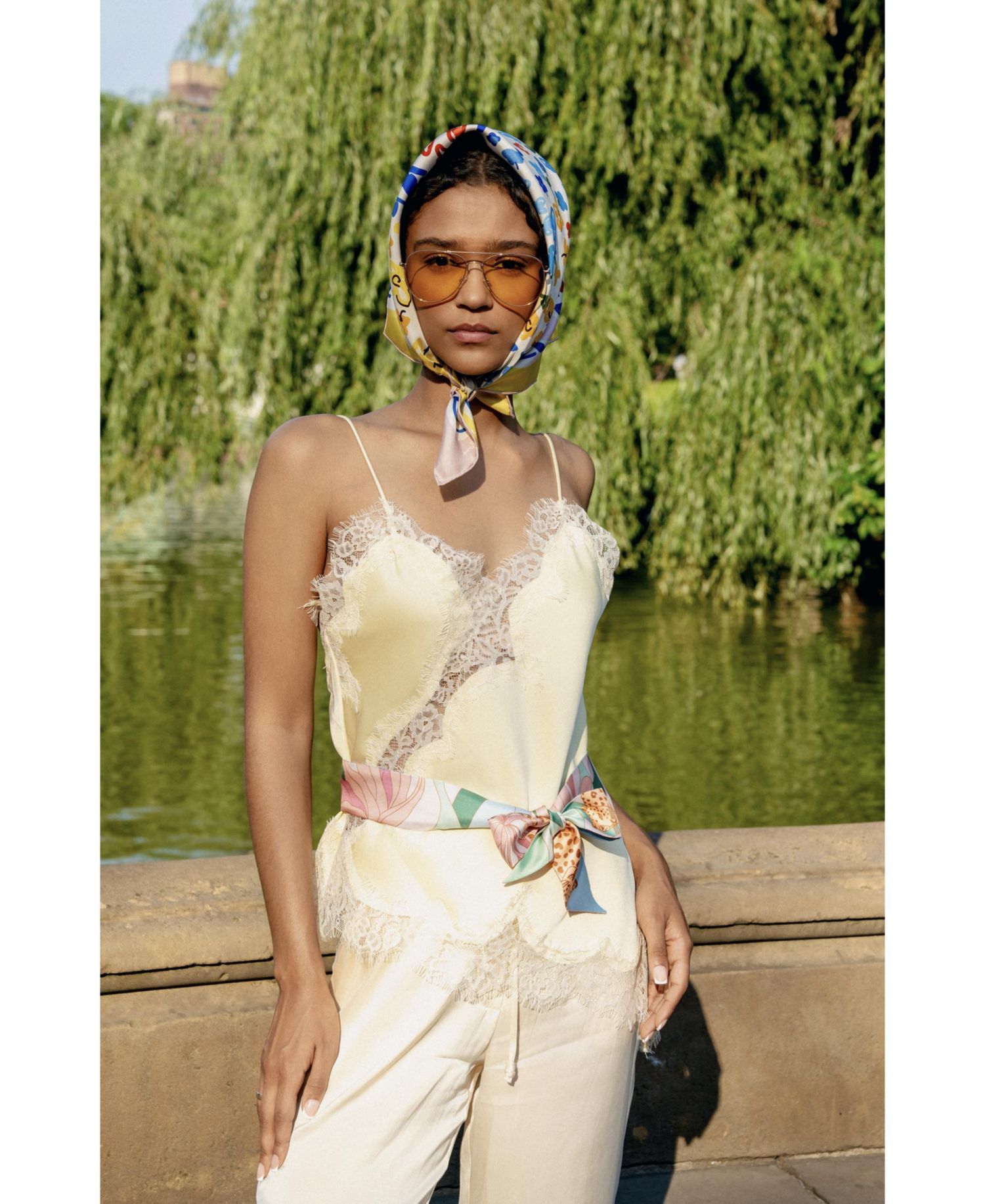 Silk Skinny Scarf Indoor Forest