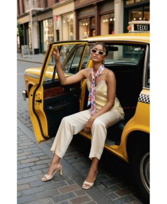 Silk Skinny Scarf Pink Garden