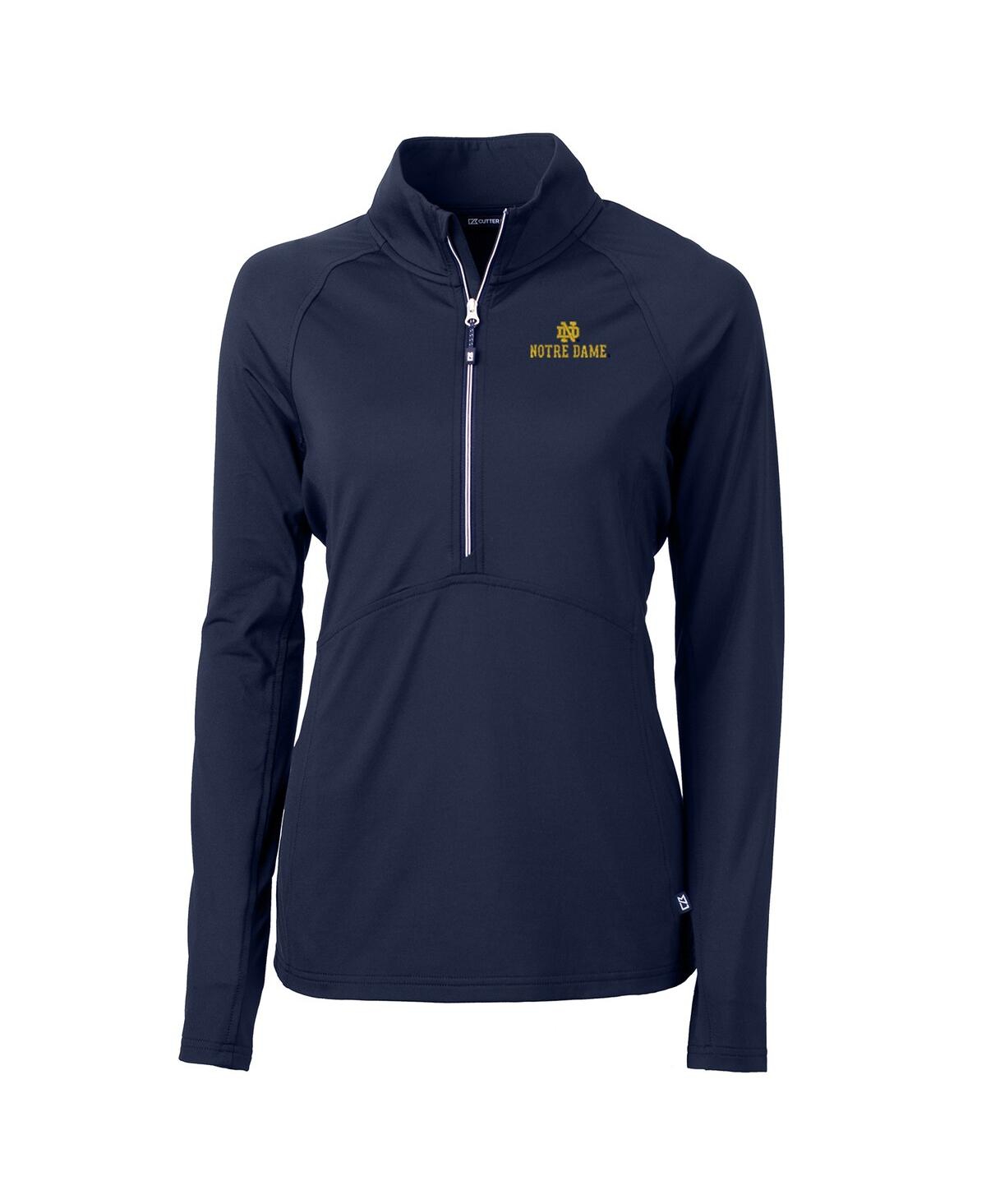 Cutter & Buck Cutter Buck Women's Navy Notre Dame Fighting Irish Adapt Eco Knit Half-zip Pullover Jacket In Blue