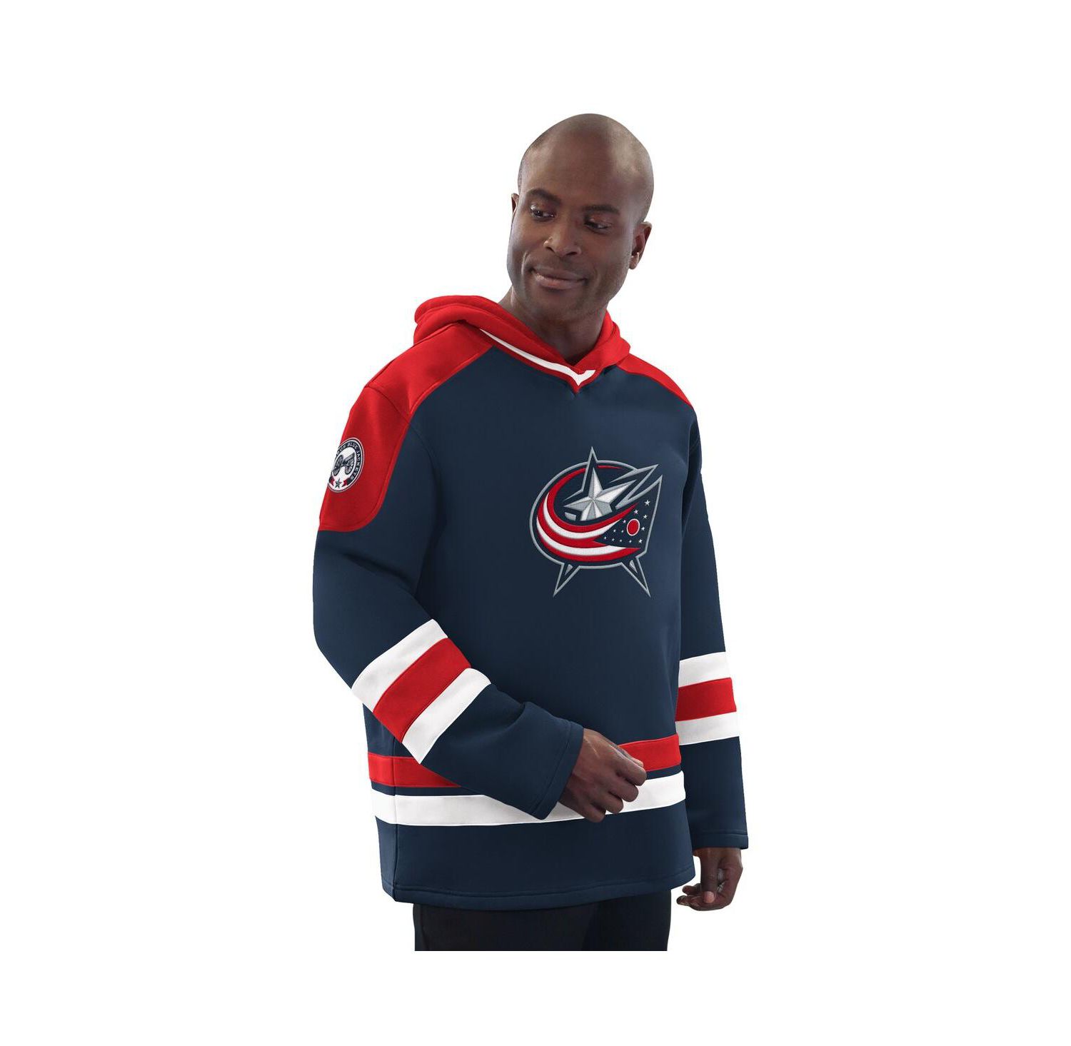 Men's Navy/Red Columbus Blue Jackets Hockey Pullover Hoodie