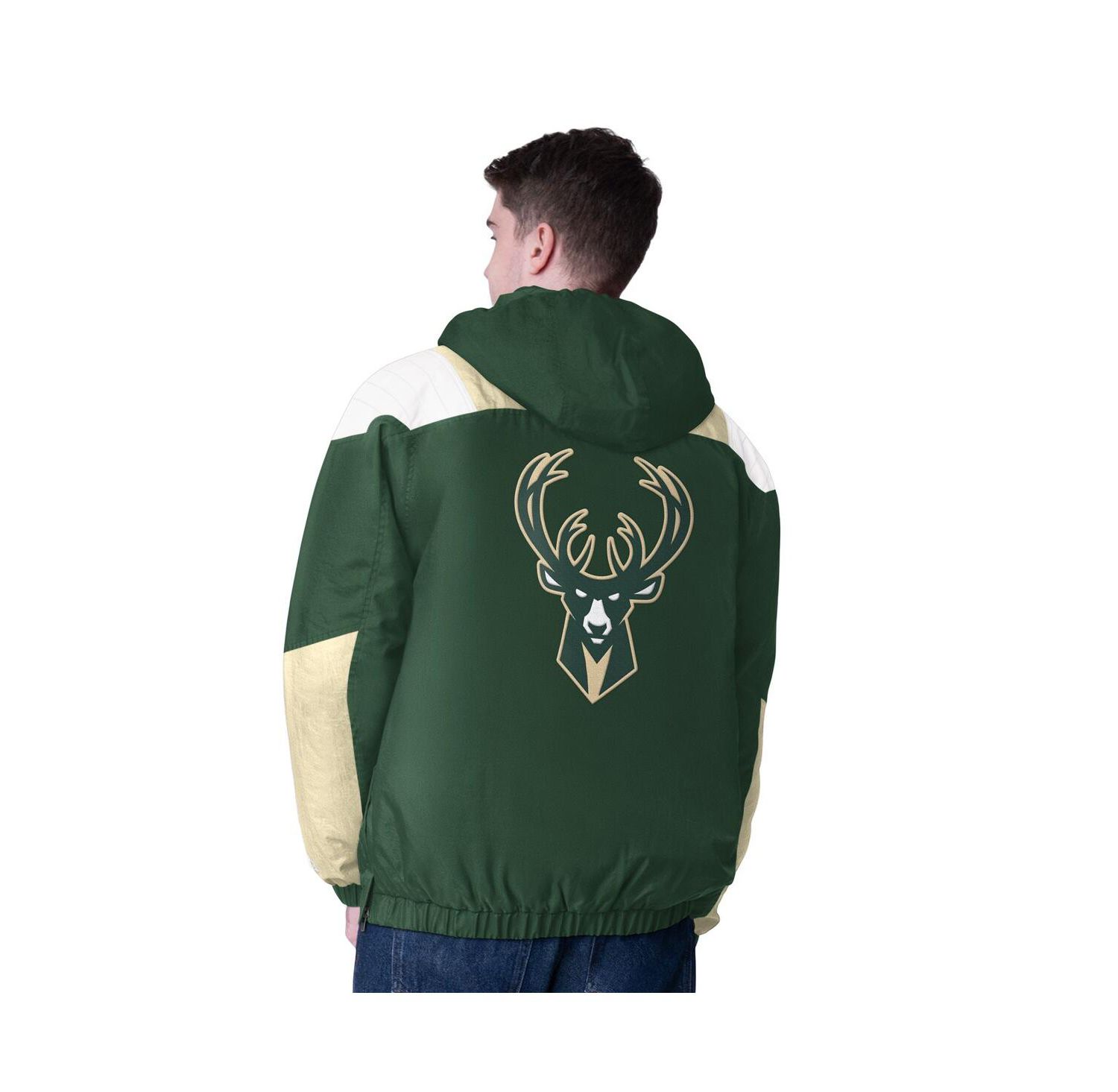 Men's Hunter Green/Cream Milwaukee Bucks Charger Half-Zip Pullover Jacket