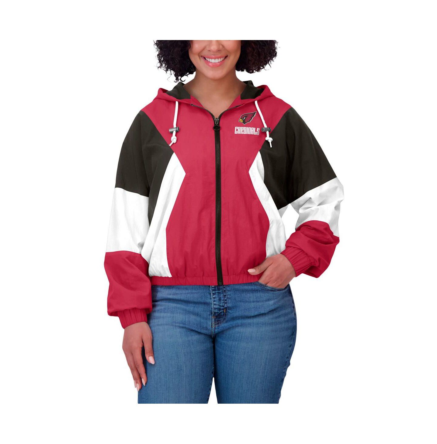 Женская куртка WEAR by Erin Andrews Cardinal Arizona Cardinals Color Block Full-Zip Windbreaker — фото 4