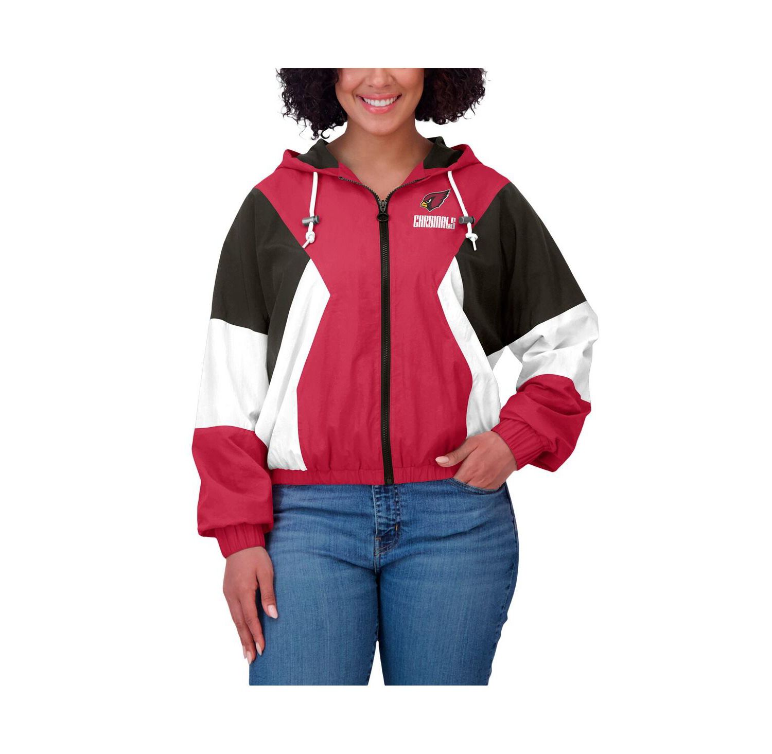 Women's Cardinal Arizona Cardinals Color Block Full-Zip Windbreaker Jacket