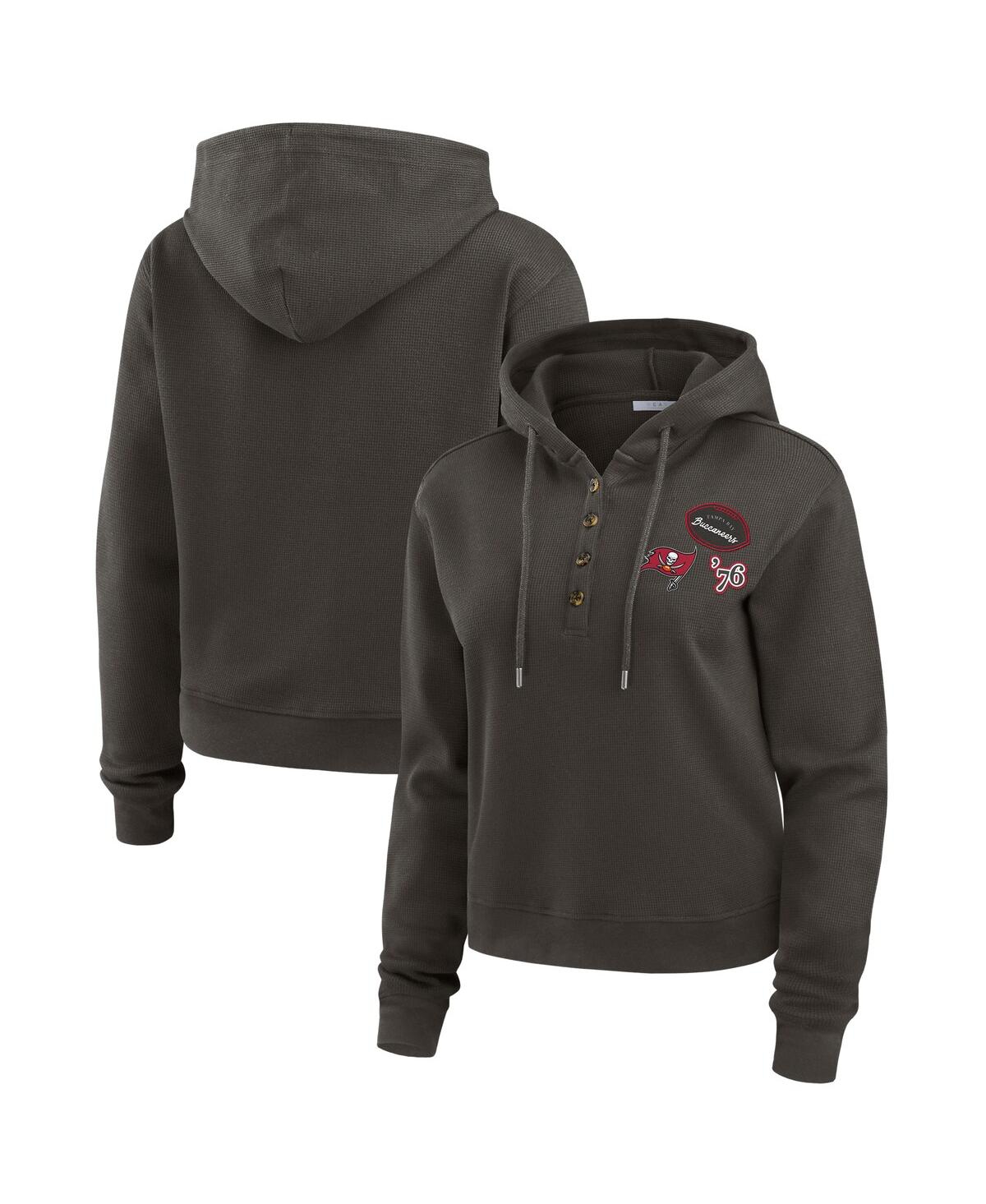 Wear By Erin Andrews Women's Pewter Tampa Bay Buccaneers Waffle Hoodie Pullover Top In Animal Print