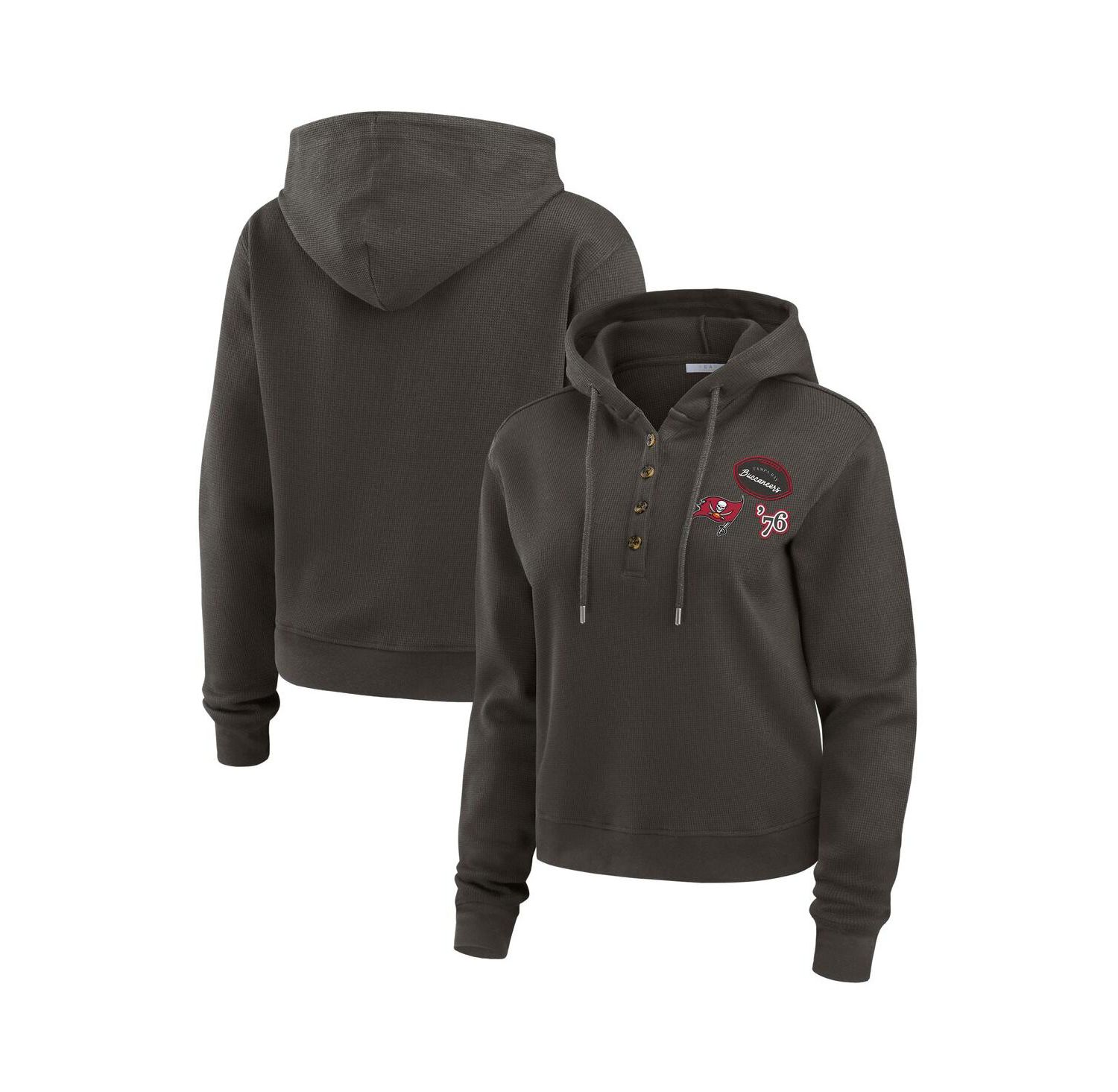 Women's Pewter Tampa Bay Buccaneers Waffle Hoodie Pullover Top