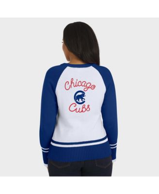 Women's White Chicago Cubs Color Block Raglan Sweater