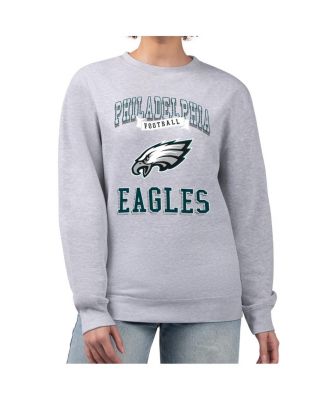 G-III 4Her by Carl Banks - Women's Heather Gray Philadelphia Eagles Team Logo Graphic Tri-Blend Pullover Sweatshirt