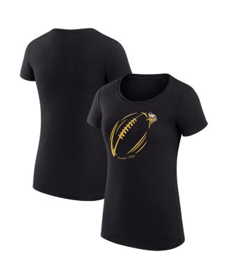 G-III 4Her by Carl Banks - Women's Black Minnesota Vikings Super-Slim Fit Lightweight Subtle Football T-Shirt