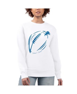G-III 4Her by Carl Banks - Women's White Detroit Lions Football Logo Graphic Fleece Tri-Blend Pullover Sweatshirt