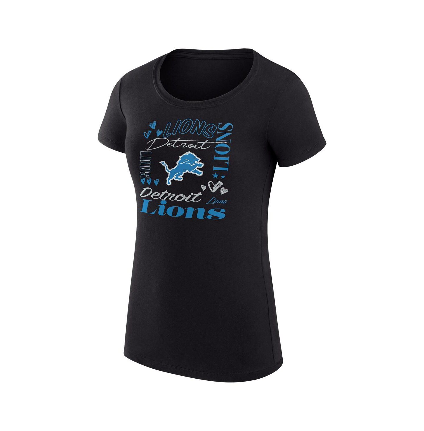 Женская футболка G-III 4Her by Carl Banks Black Detroit Lions Super-Slim Fit Lightweight Collage Team — фото 2