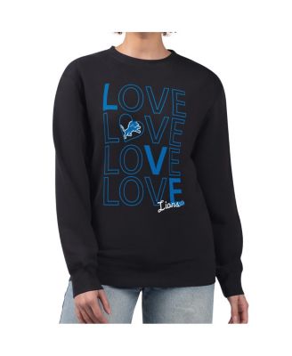Women's Black Detroit Lions Lots of Love Graphic Fleece Pullover Sweatshirt