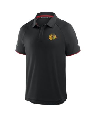 Men's Black Chicago Blackhawks Authentic Pro Rink Raglan Polo Shirt