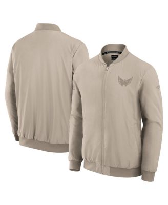 Fanatics - Men's Tan Washington Capitals Authentic Pro Road Lightweight Full-Zip Bomber Jacket