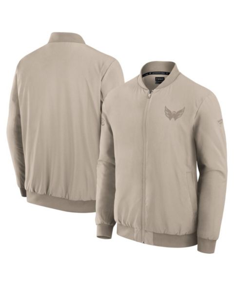 Мужская куртка Fanatics Tan Washington Capitals Authentic Pro Road Lightweight Full-Zip Bomber