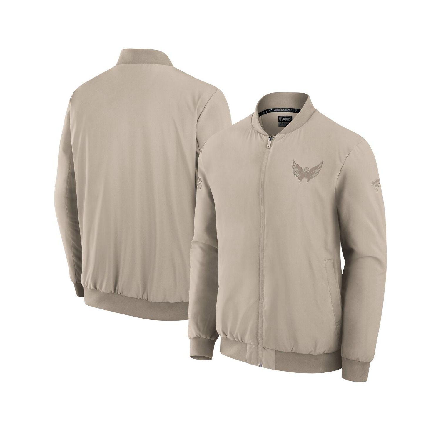 Men's Tan Washington Capitals Authentic Pro Road Lightweight Full-Zip Bomber Jacket