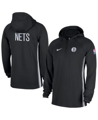Nike - Men's Black Brooklyn Nets Authentic On Court Zone Quarter-Zip Dri-FIT Hoodie Jacket