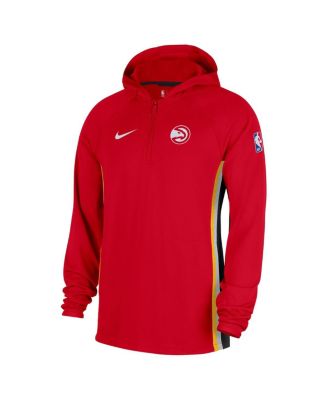 Men's Red Atlanta Hawks Authentic On Court Zone Quarter-Zip Dri-FIT Hoodie Jacket