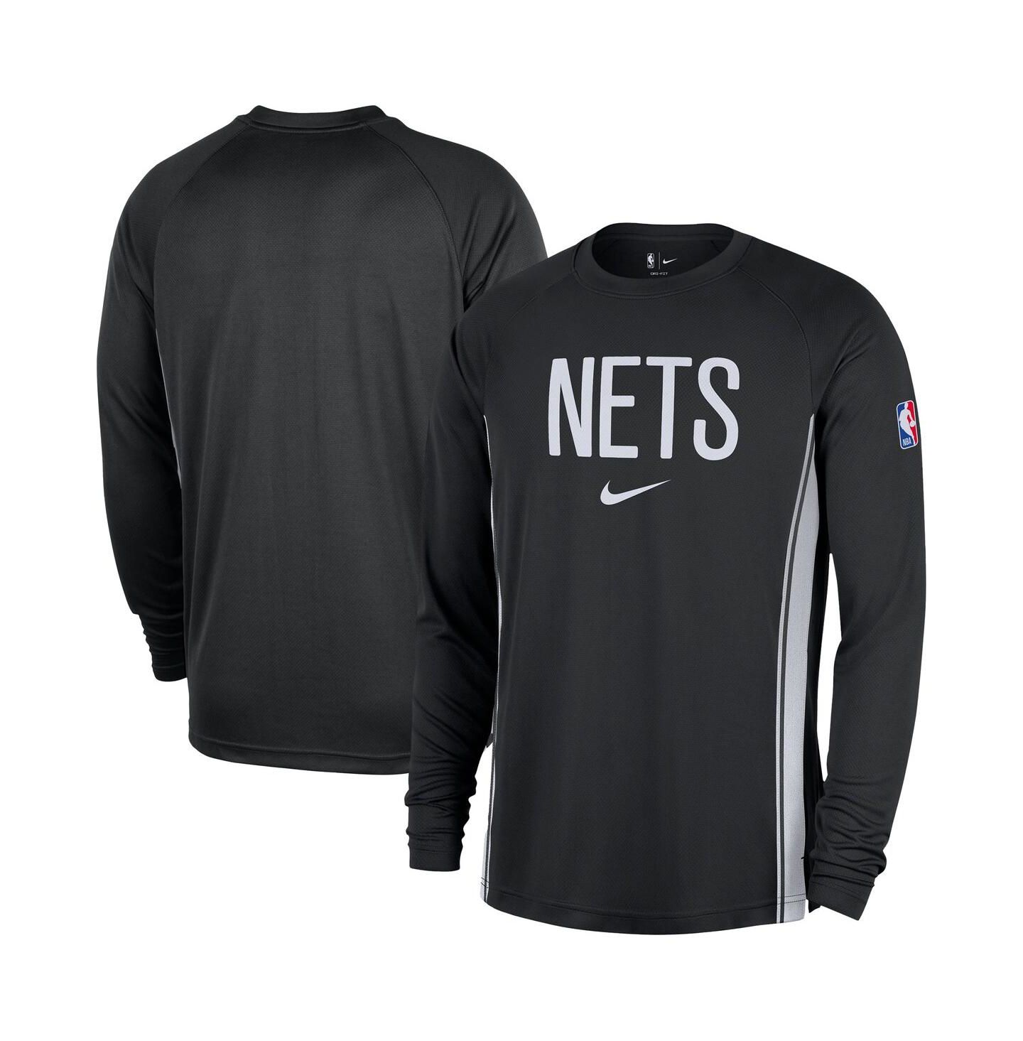 Мужская рубашка Nike Black Brooklyn Nets 2025/26 Authentic Pre-Game Legend Dri-FIT Long Sleeve Shooting — фото 1