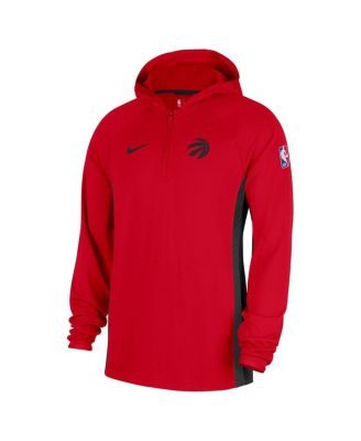 Men's Red Toronto Raptors Authentic On Court Zone Quarter-Zip Dri-FIT Hoodie Jacket