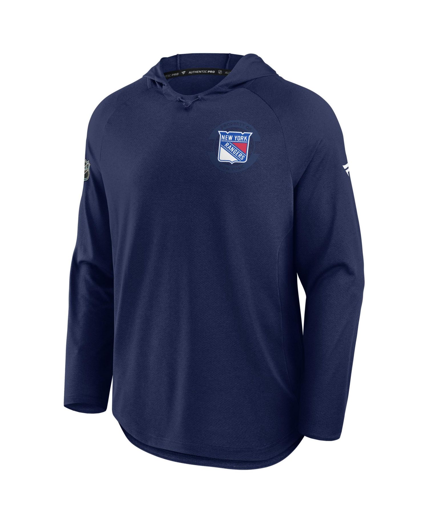 Men's Navy New York Rangers Authentic Pro Rink Raglan Hoodie