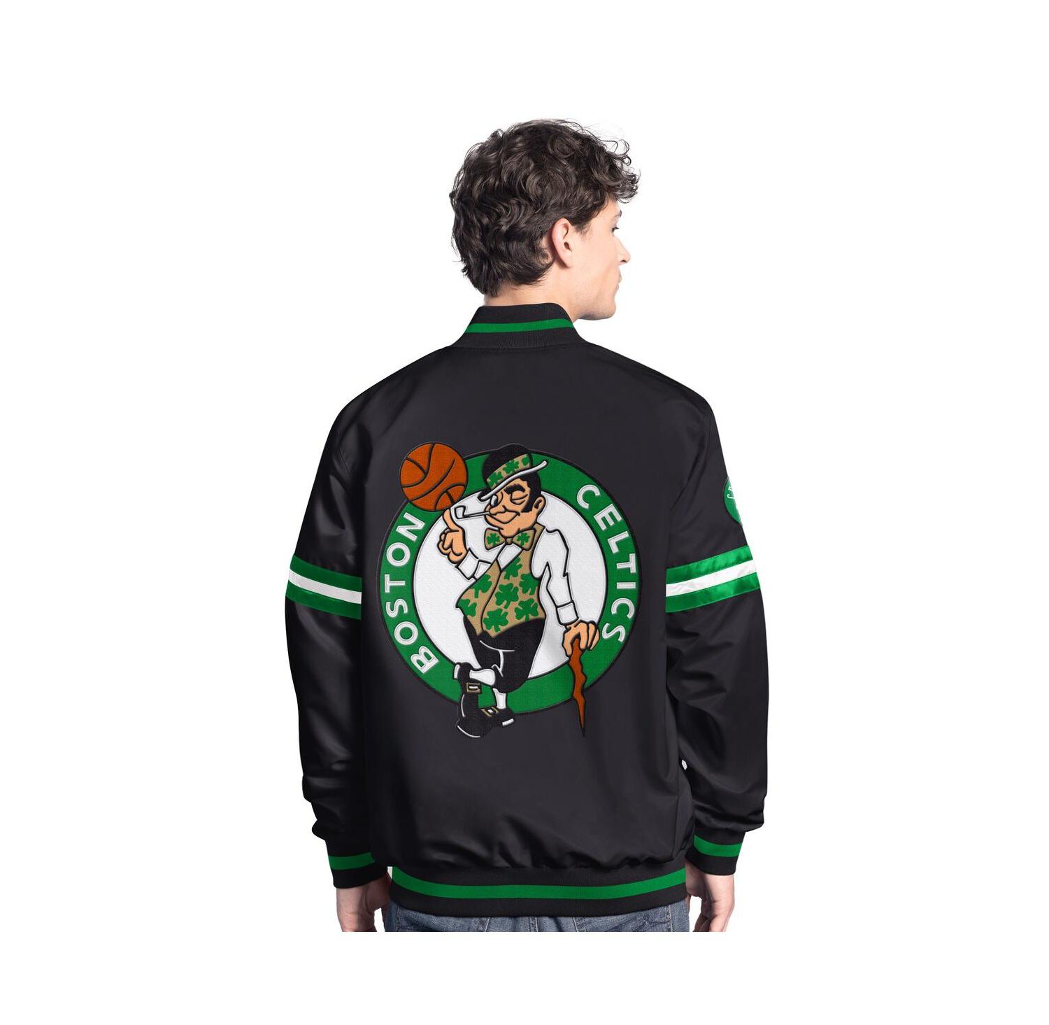 Men's Black Boston Celtics Scout Varsity Full-Snap Jacket