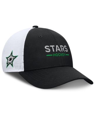 Men's Black/White Dallas Stars Authentic Pro Rink Lockup Adjustable Trucker Hat