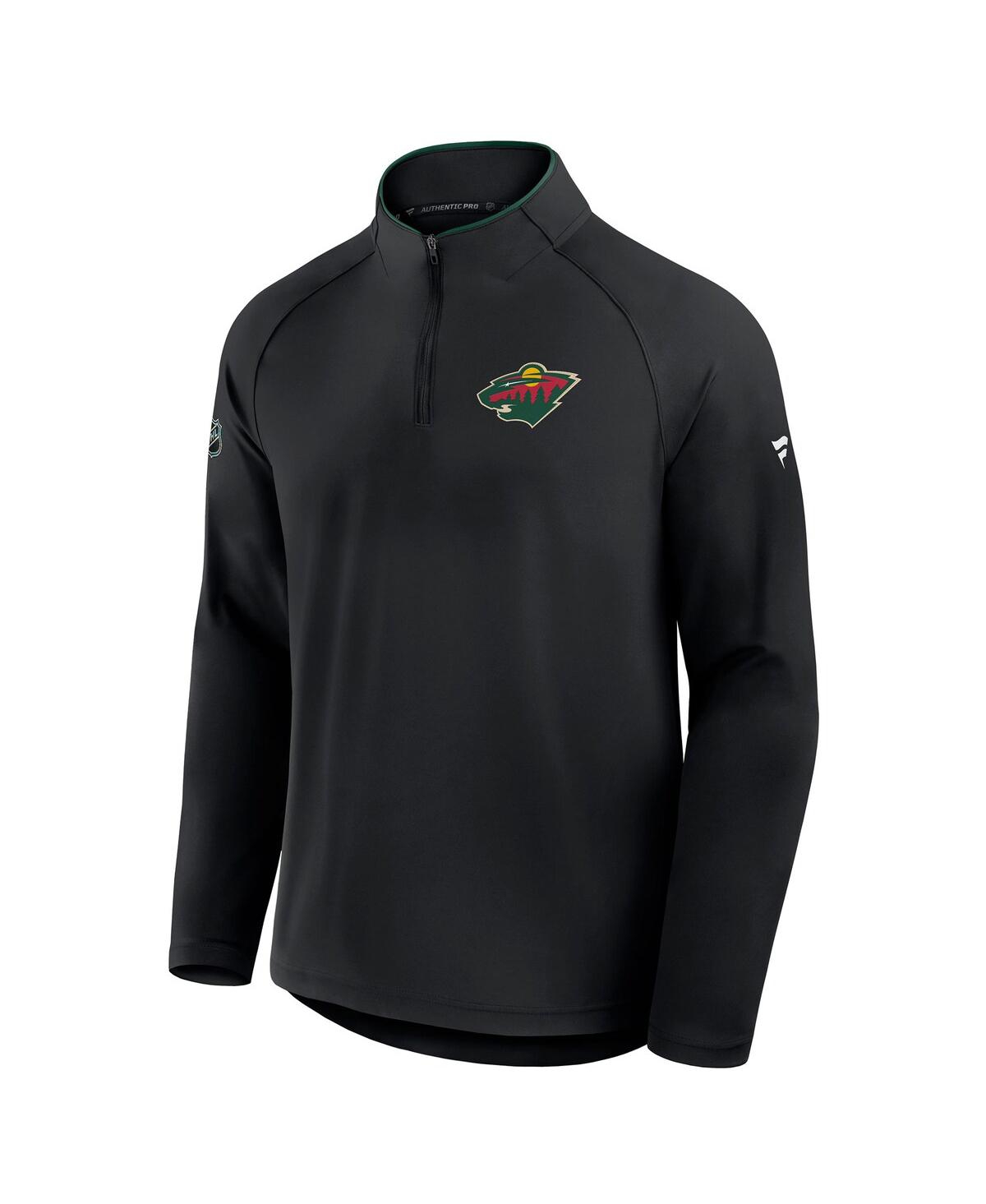 Fanatics Men's Black Minnesota Wild Authentic Pro Rink Training Quarter-zip Pullover Sweatshirt In Black