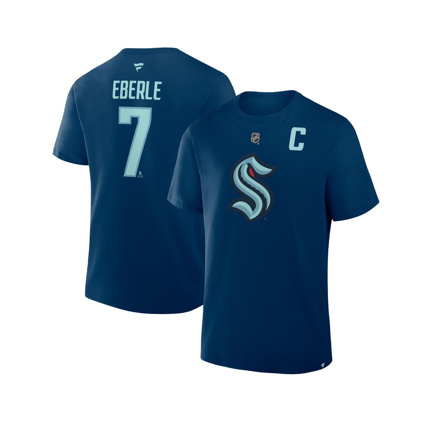 Men's Jordan Eberle Deep Sea Blue Seattle Kraken Authentic Stack Name & Number T-Shirt