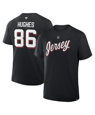 Fanatics - Men's Jack Hughes Black New Jersey Devils Authentic Stack Name Number T-Shirt