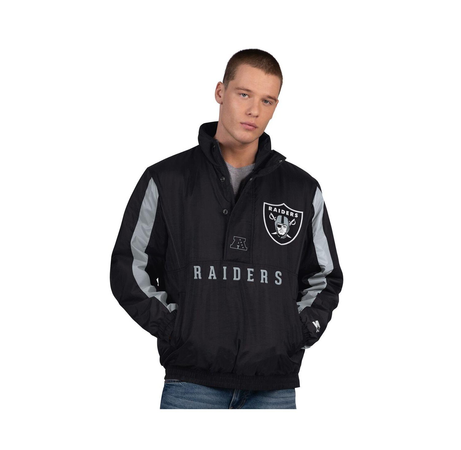 Men's Black Las Vegas Raiders Thursday Night Gridiron Half-Zip Jacket