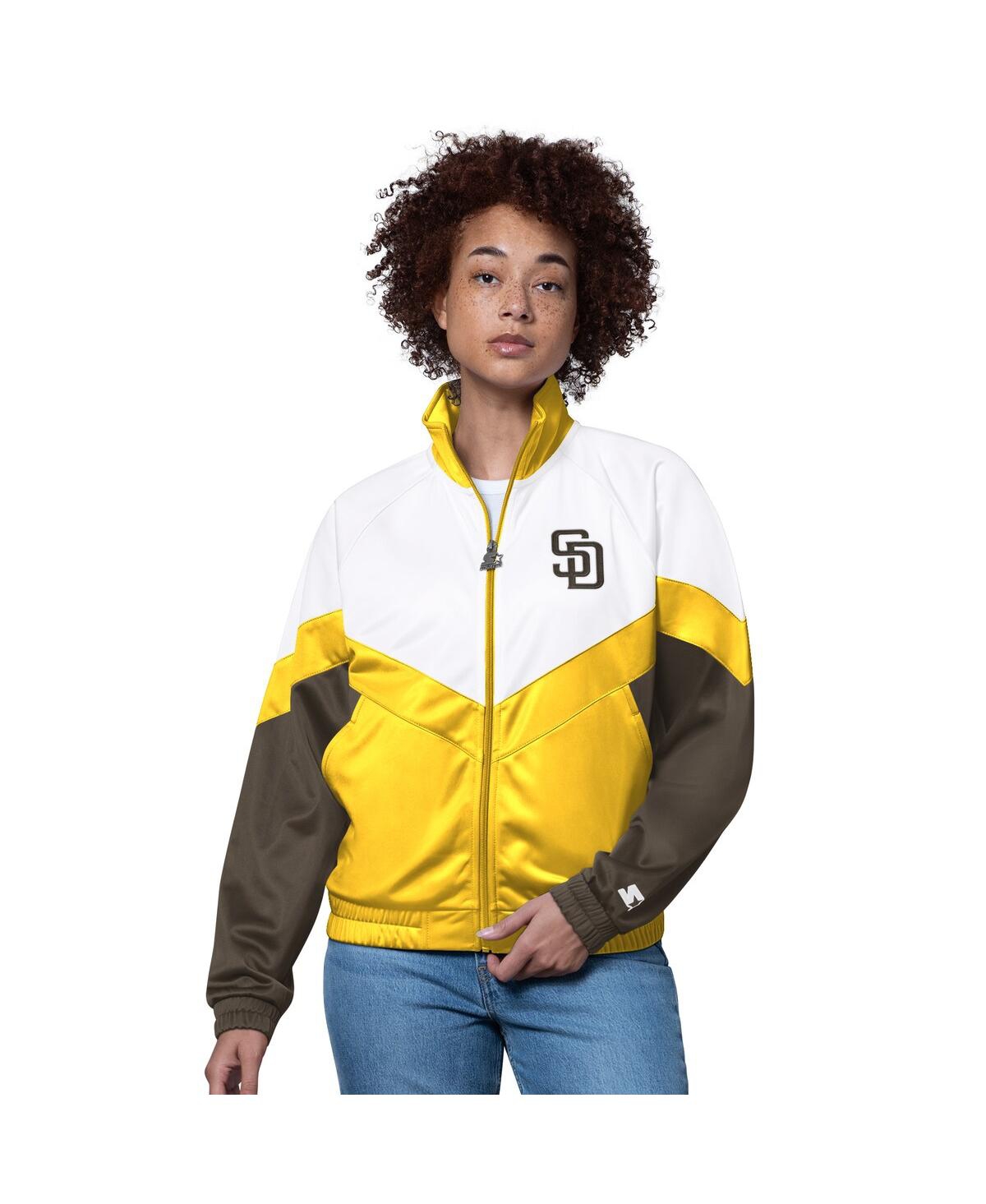 Starter Women's White/Gold San Diego Padres Teamwork Raglan Full-Zip Track Jacket