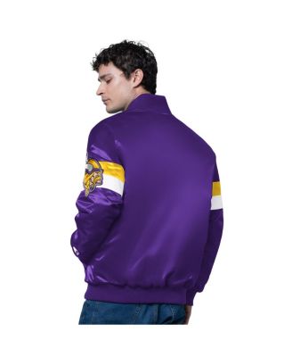 Men's Purple Minnesota Vikings Triple Option Satin Varsity Full-Snap Jacket