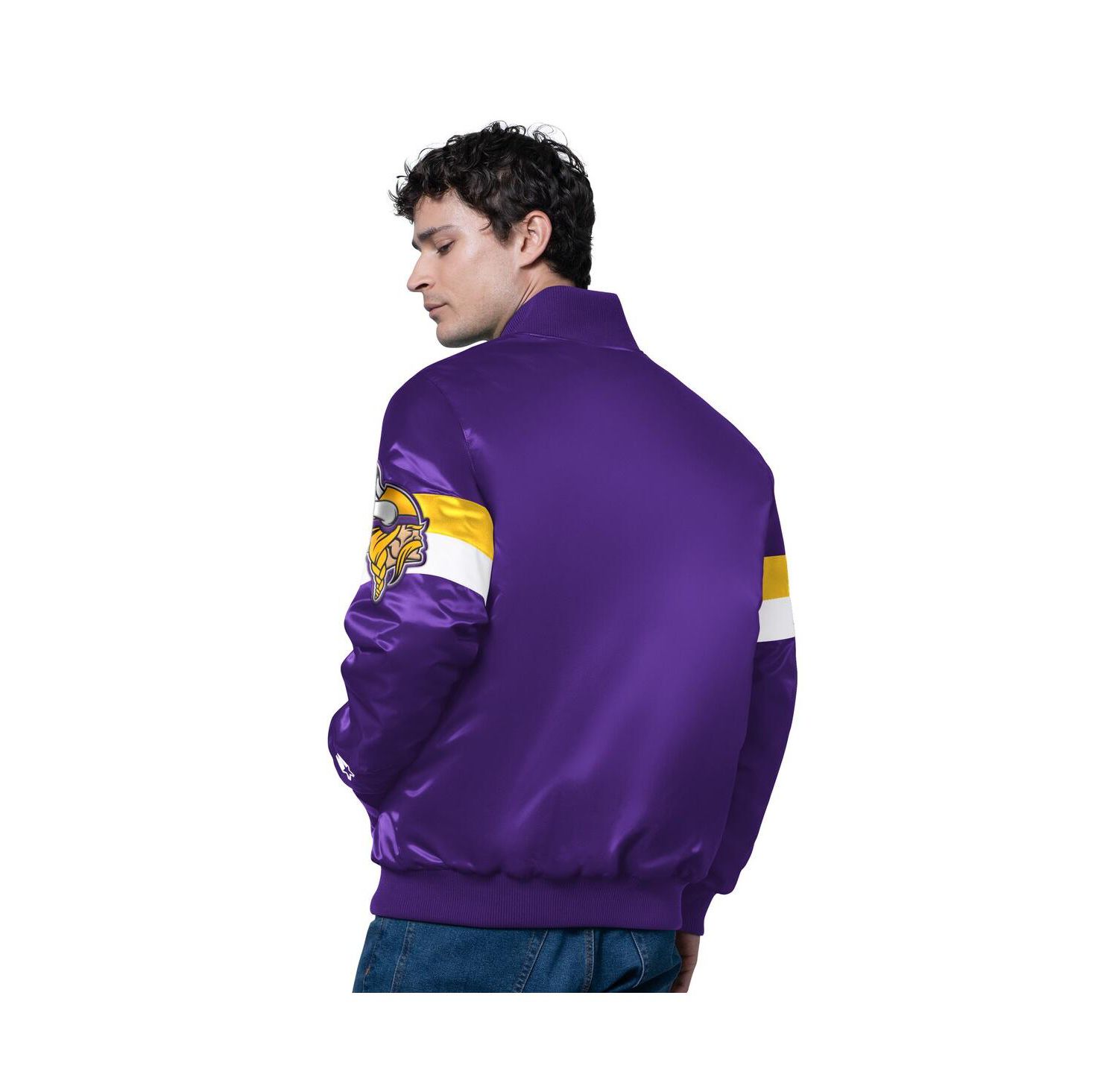 Men's Purple Minnesota Vikings Triple Option Satin Varsity Full-Snap Jacket