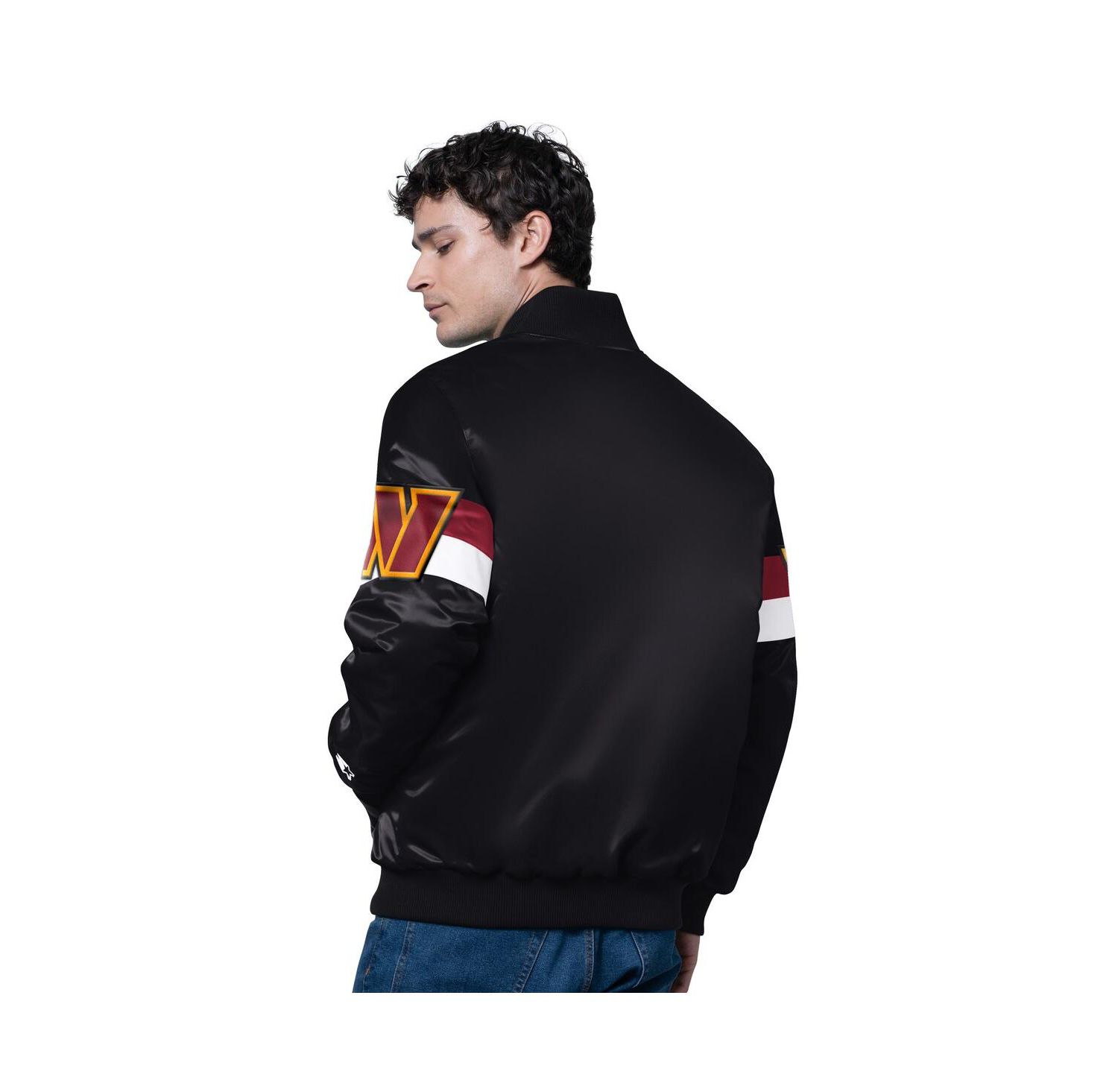Men's Black Washington Commanders Triple Option Full-Snap Varsity Jacket