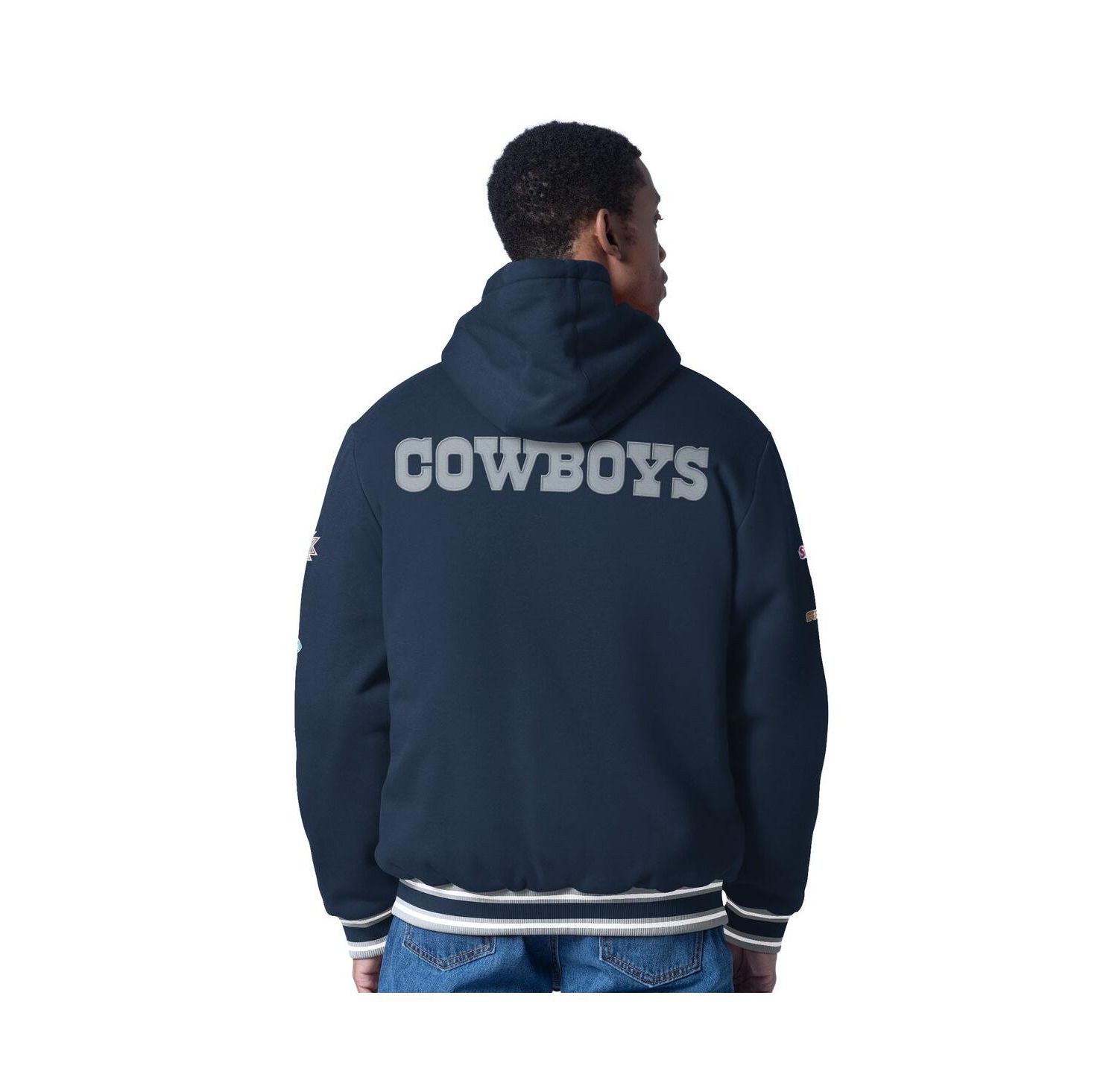 Men's Navy Dallas Cowboys Power Forward Commemorative Fleece Full-Zip Hoodie