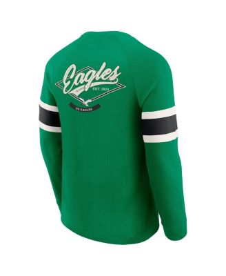 Men's Darius Rucker Collection by Kelly Green Philadelphia Eagles Waffle-Knit Raglan Long Sleeve Henley T-Shirt