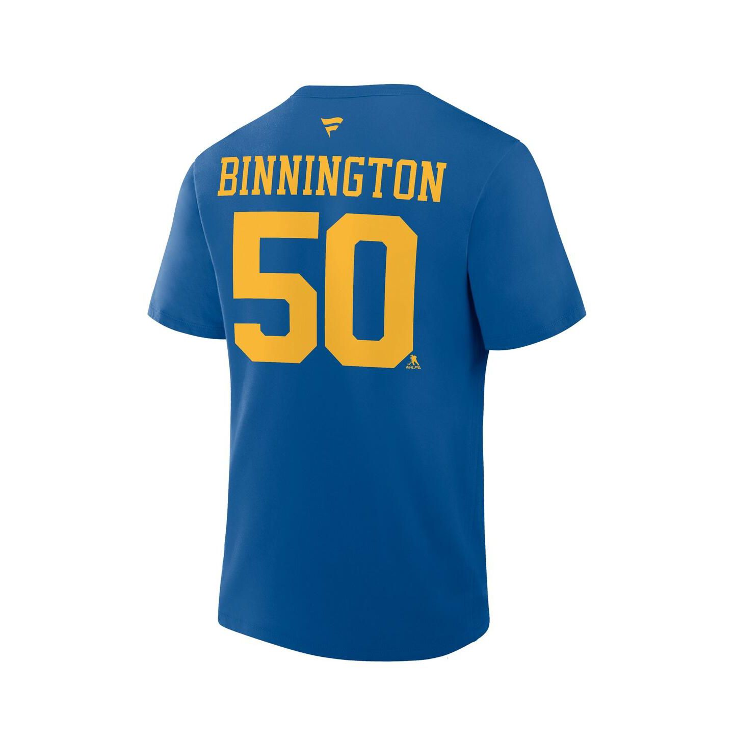 Мужская футболка Fanatics Jordan Binnington Blue St. Louis Blues Authentic Stack Name & Number — фото 3