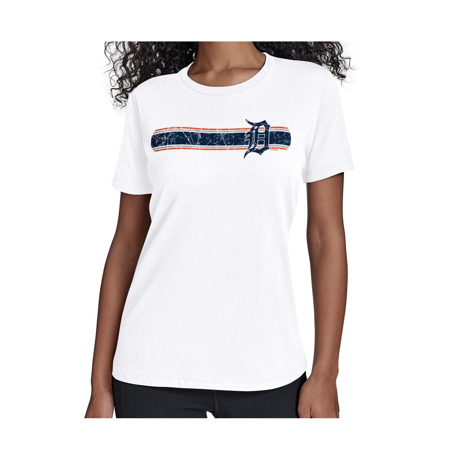 Женская футболка Starter White Detroit Tigers Team Stripe — фото 1