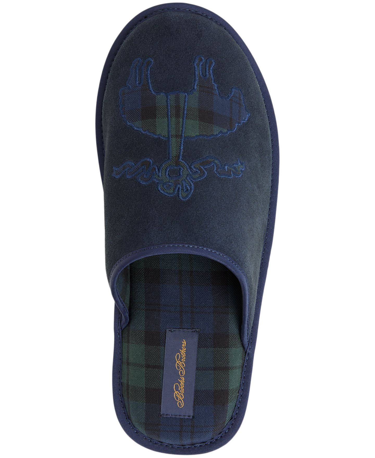 Мужские тапочки Brooks Brothers Suede Slippers, цвет: Замшевый зелёный — фото 4