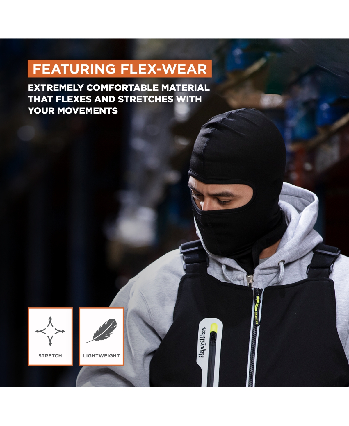 RefrigiWear Men's Flex-Wear Open Hole Mask - Breathable, Flexible, and Warm Winter Face Cover