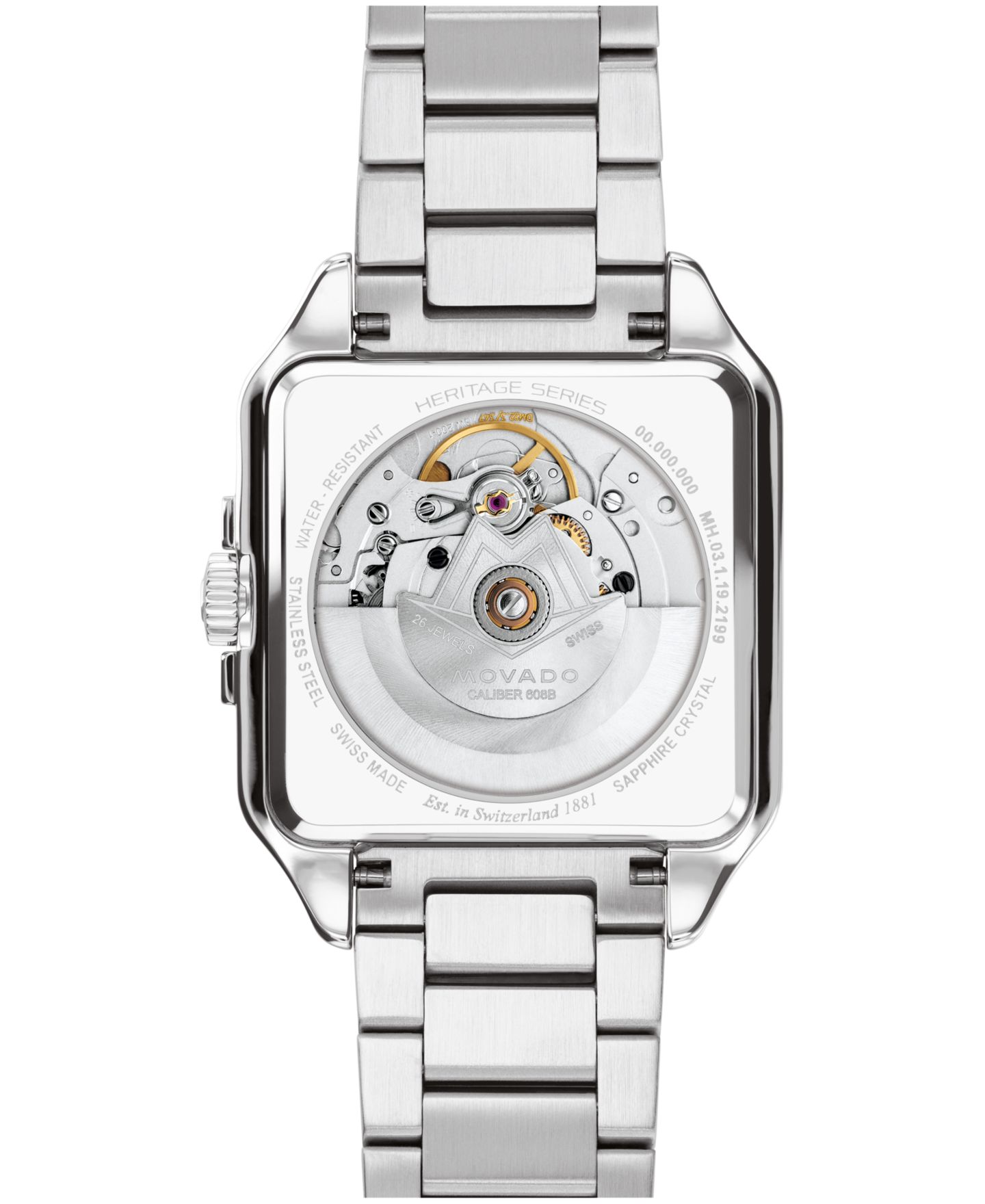 Мужские часы Movado 1917 Swiss Automatic Stainless Steel Watch, 35x45.2mm — фото 3