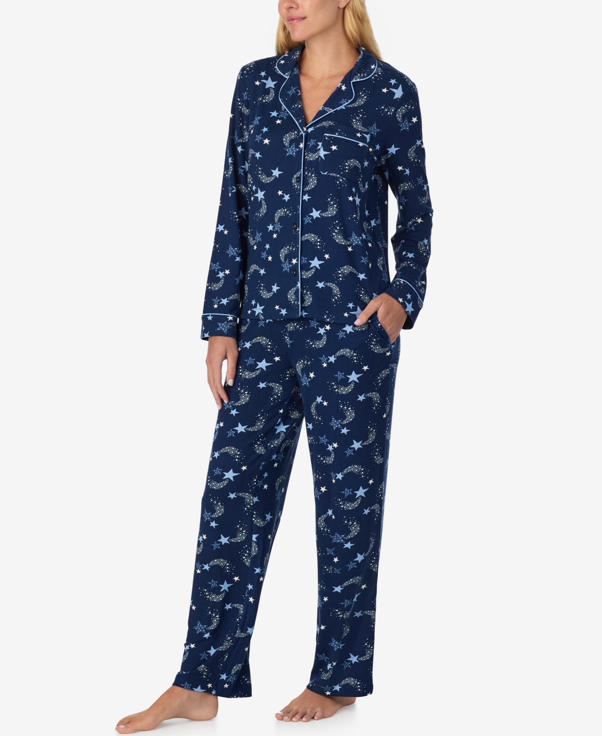 Kate Spade Women's 2-piece Sleepwear Long-sleeve Top And Pajama Pants Set In Blue