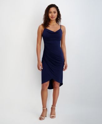 Women's Sleeveless Cowlneck Bodycon Ruched Dress