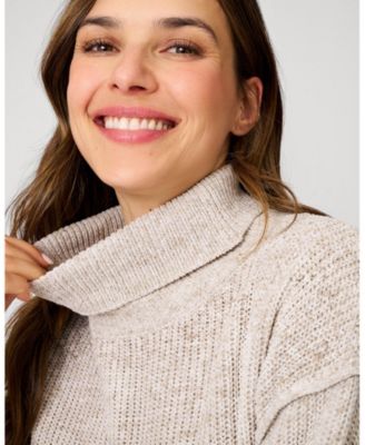 Women's Heathered Yarn Relaxed Lounge Turtleneck Sweater